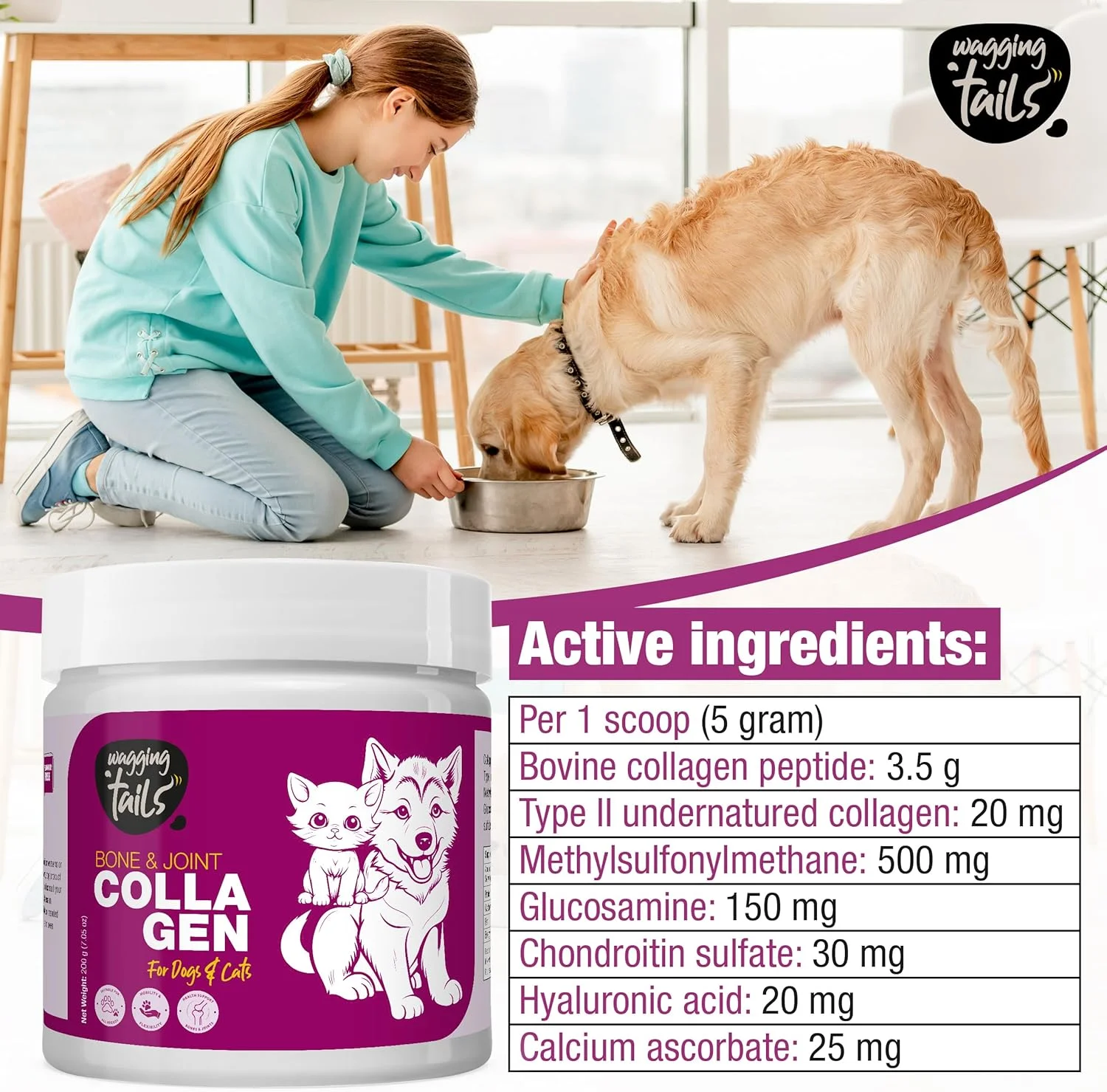 مکمل کلاژن استخوان و مفاصل برای سگ ها و گربه ها 208 میلی لیتر - بدون طعم