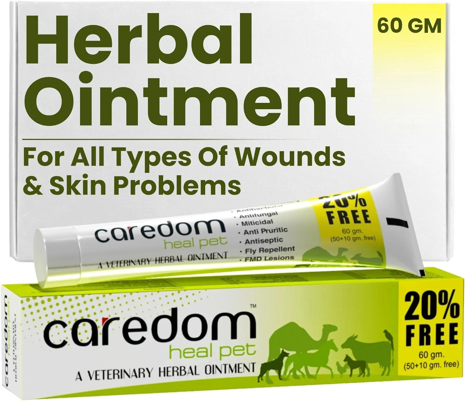 مرهم گیاهی دامپزشکی Heal Pet | کرم ضد قارچ برای انواع زخم ها | سوختگی | بریدگی | مشکلات پوستی و ضایعات F.M.D. - برای همه حیوانات خانگی | 60 گرم