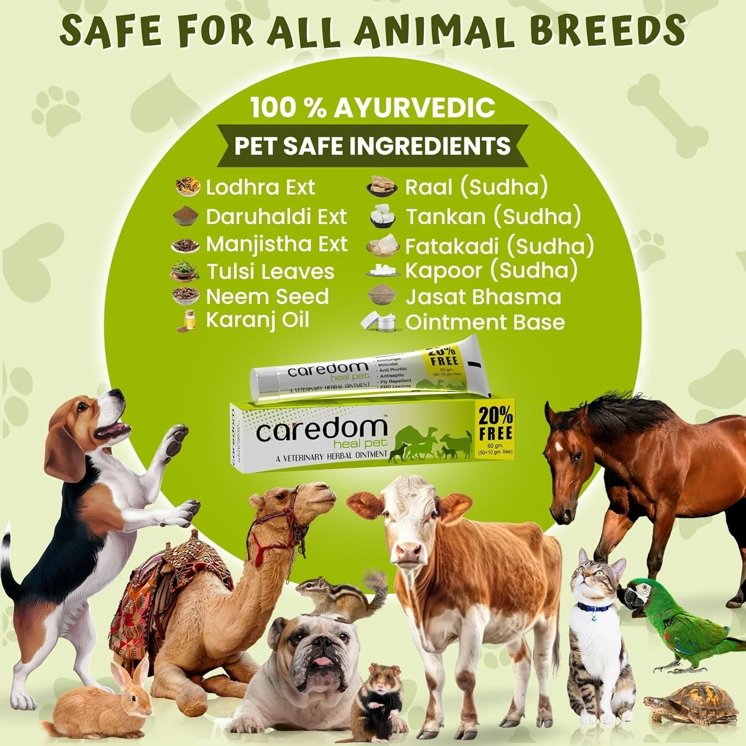 مرهم گیاهی دامپزشکی Heal Pet | کرم ضد قارچ برای انواع زخم ها | سوختگی | بریدگی | مشکلات پوستی و ضایعات F.M.D. - برای همه حیوانات خانگی | 60 گرم