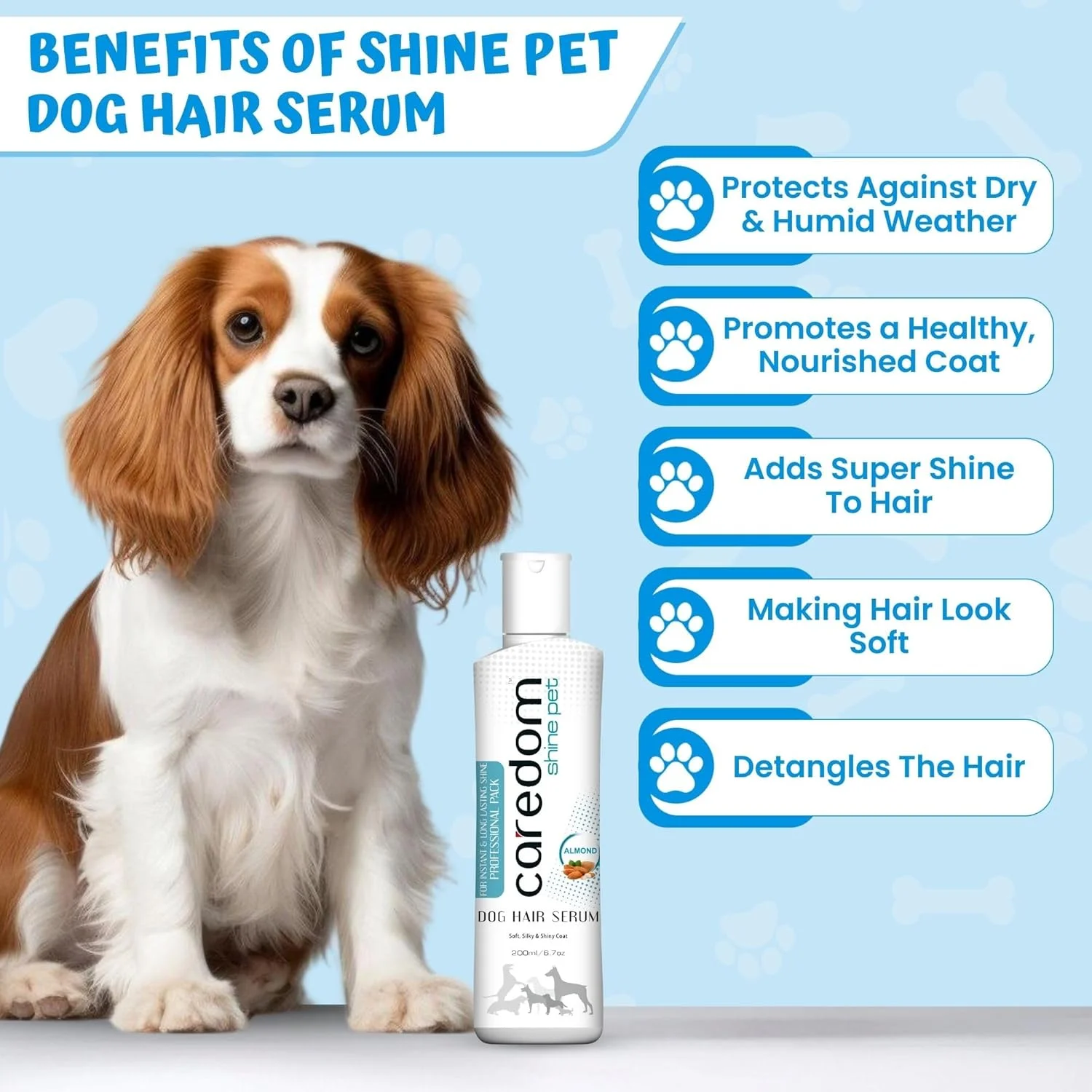 سرم موی سگ شاین پت (لیوون) | سرم ضد وز مو برای پوششی نرم، ابریشمی و درخشان | غنی شده با بادام | سرم مخصوص همه سگ ها | محصول نظافت سگ | 200 میلی لیتر