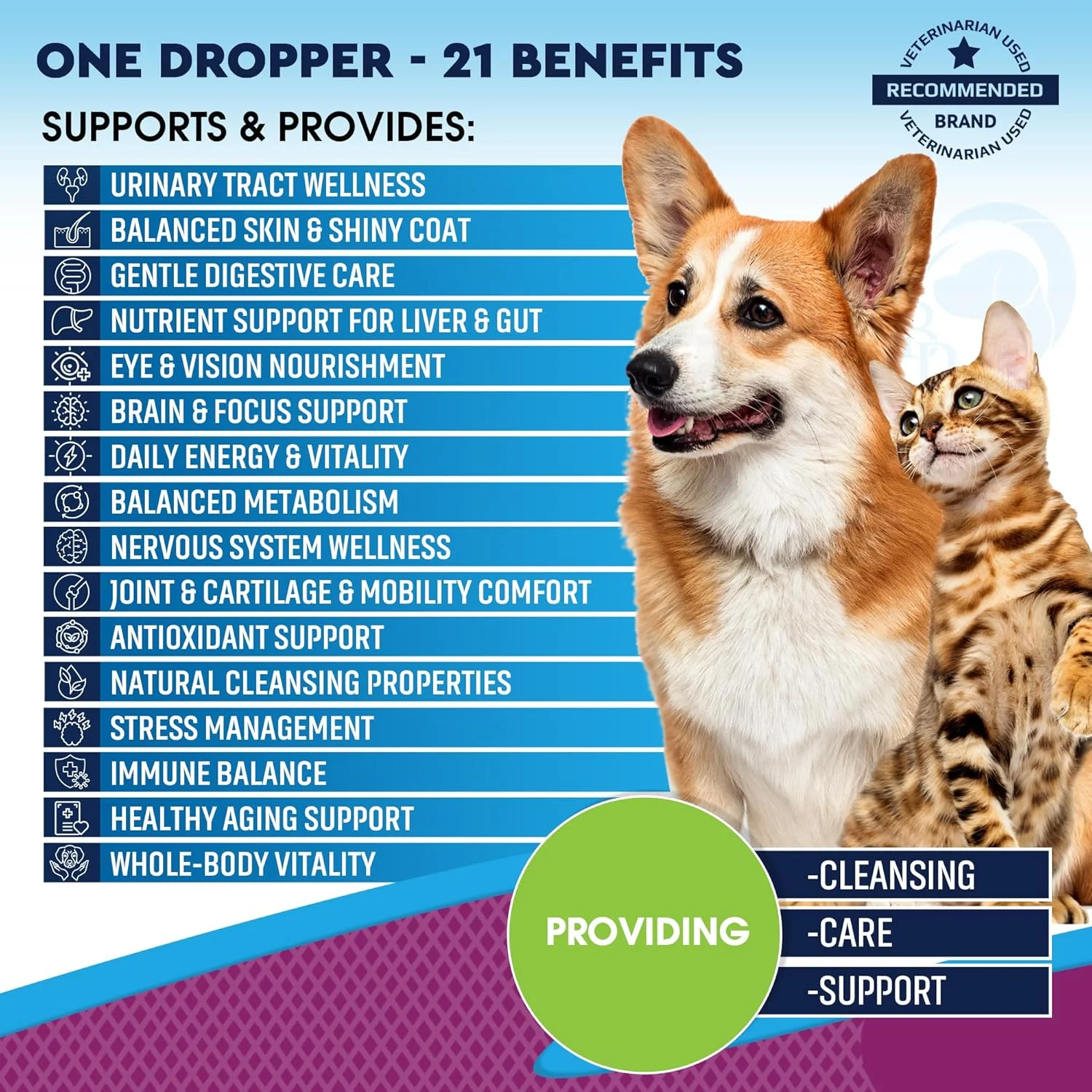 مایع مولتی ویتامین گربه و سگ به همراه گلوکزامین و کرن‌بری | 15 مکمل سلامتی در 1 برای مجاری ادراری، کلیه، مثانه، مفصل ران و مفاصل، پوست و مو | داروی طبیعی عفونت ادراری ساخت آمریکا (60 میلی لیتر)