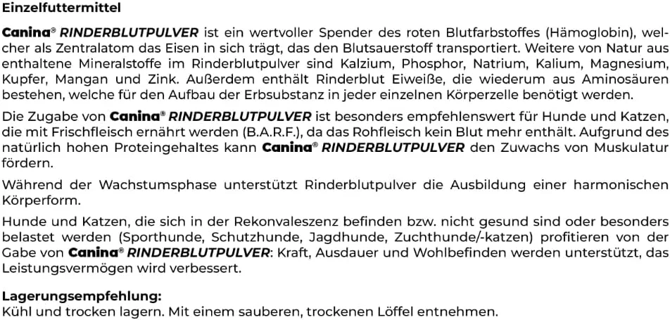 پودر خون گاوی Canina - 250 گرم