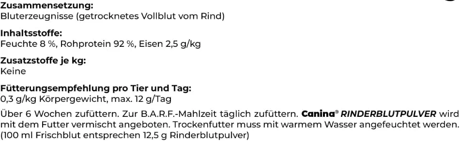 پودر خون گاوی Canina - 250 گرم