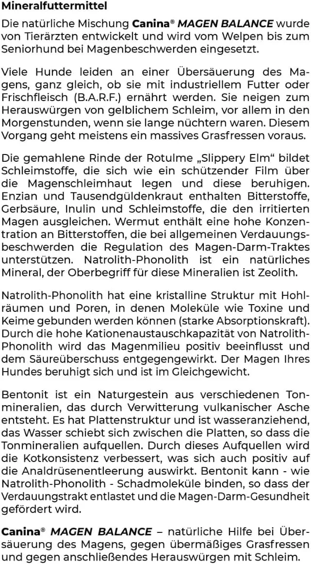 محلول تعادل معده Canina، ۲۵۰ گرم