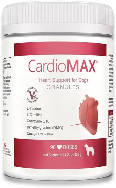 گرانول های تقویتی قلب CardioMAX برای سگ ها - ال-تائورین، ال-کارنیتین، EPA و DHA، کوآنزیم Q10 - کمک به قدرت گردش خون، پشتیبانی قلبی عروقی، عملکرد عضلات قلب - ساخت ایالات متحده آمریکا - 90 دوز