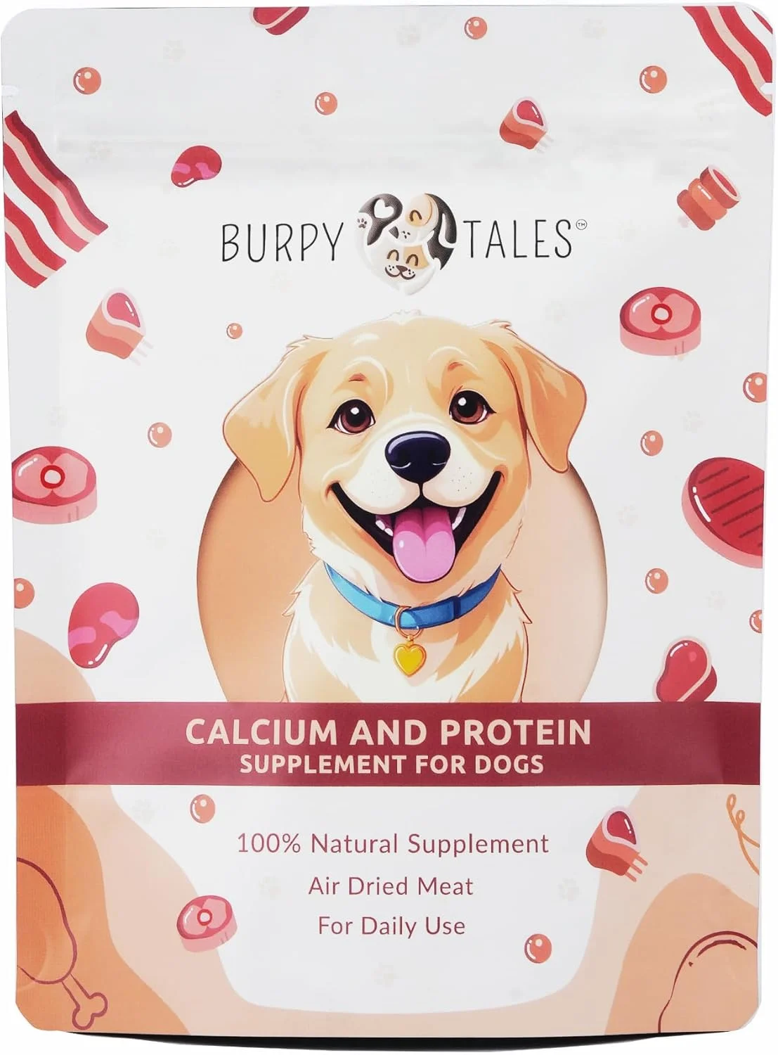 مکمل کلسیم و پروتئین سگ برپی تیلز - مکمل استخوان برای سگ های بالغ و توله سگ، پشتیبانی از مفاصل و ملزومات سلامتی حیوانات خانگی، مکمل غذایی روزانه آسان، فرم پودری، 225 گرم