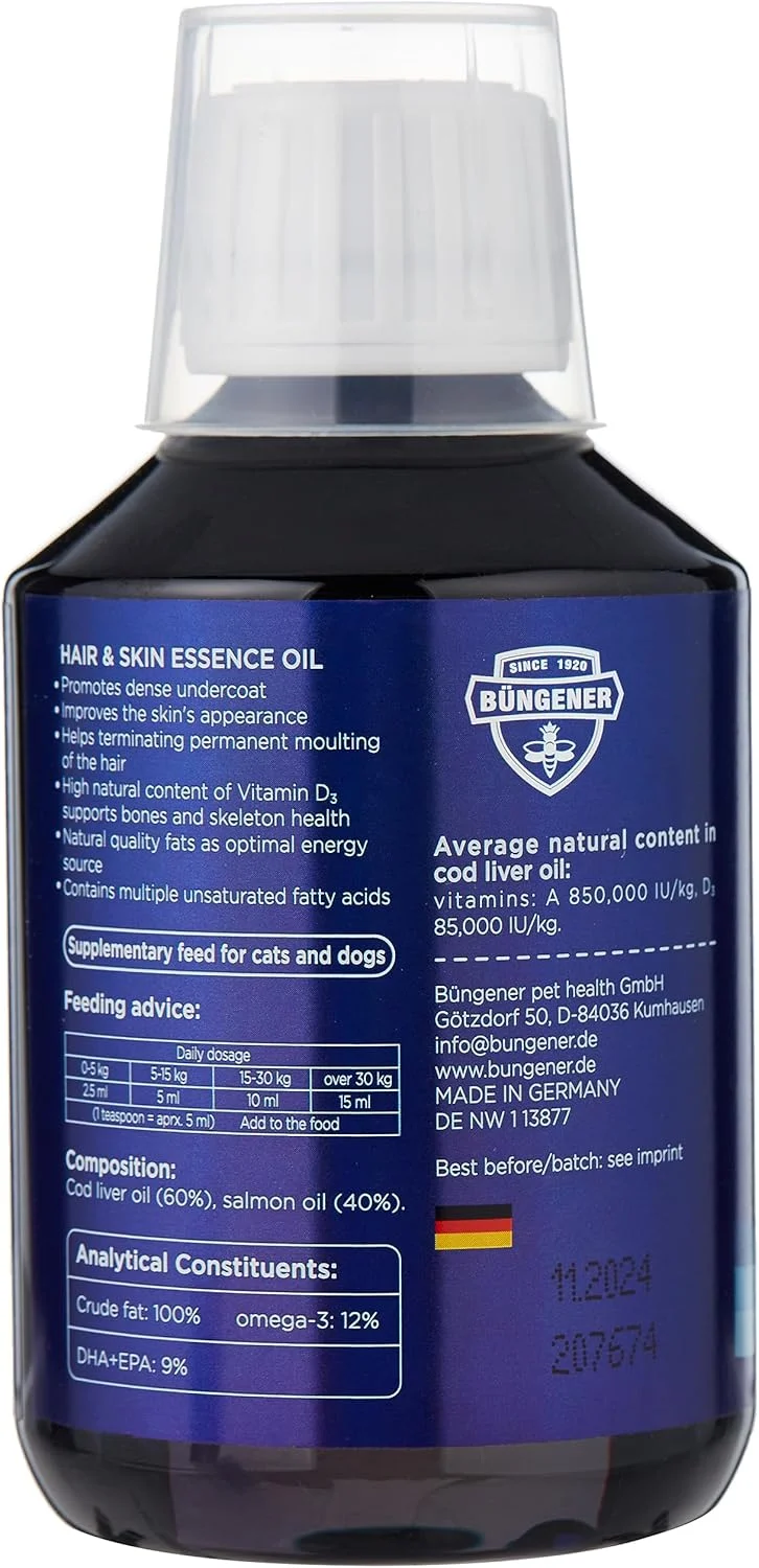 روغن تقویت کننده مو و پوست بانگنر برای گربه ها و سگ ها - 250 میلی لیتر (روغن ماهی)