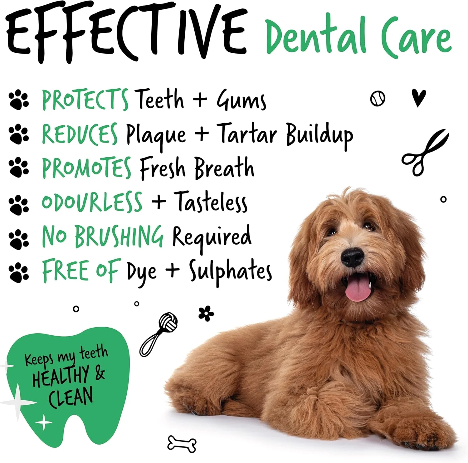 محلول افزودنی آب برای بهداشت دهان و دندان سگ باگالوگز. دندان های تمیز، لثه های سالم و تنفس تازه - از بین برنده طبیعی پلاک و جرم دندان سگ. بدون نیاز به مسواک زدن (473 میلی لیتر افزودنی آب)