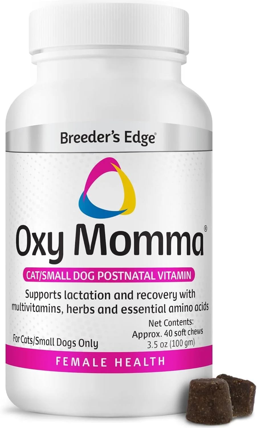 مکمل شیردهی و بهبودی مادران Oxy Momma Breeder's Edge - برای سگ ها و گربه های کوچک - 40 عدد جویدنی نرم