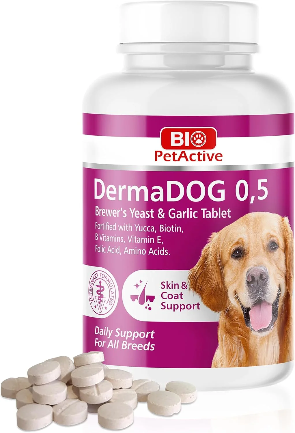 قرص مخمر آبجو و سیر Bio PetActive Dermadog 0.5 مخصوص سگ ها 150 عددی قرص مخمر آبجو و سیر Bio PetActive Dermadog 0.5 مخصوص سگ ها 150 عددی