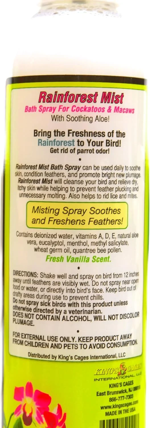 اسپری حمام مه جنگلی کینگ کیج برای کاکادو و ماکائو 240 میلی لیتر اسپری حمام مه جنگلی کینگ کیج برای کاکادو و ماکائو 240 میلی لیتر