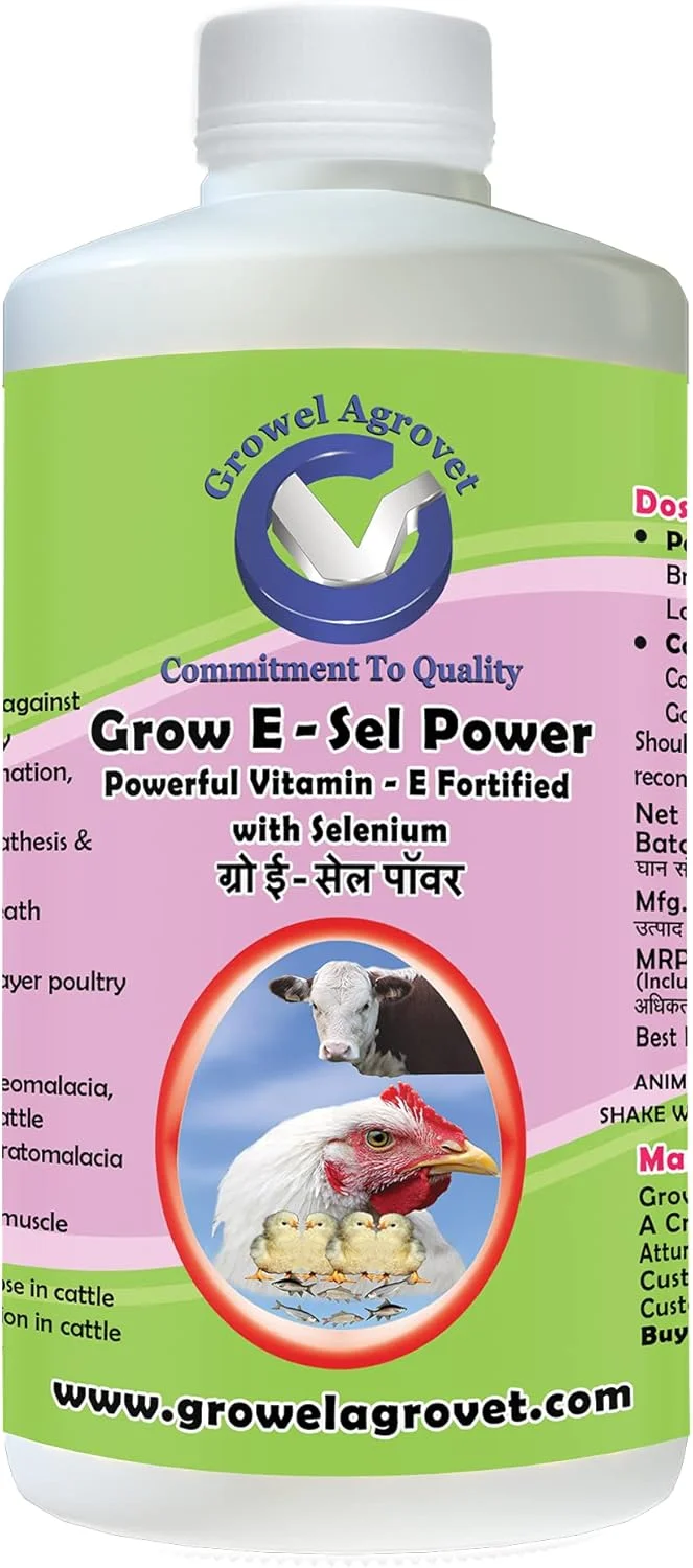 گروول آگرووت گرو ای-سل پاور: ویتامین ای به همراه سلنیوم و بیوتین برای طیور، گاو، اسب، خوک، بز، گوسفند، کبوتر و پرندگان - 250 میلی لیتر گروول آگرووت گرو ای-سل پاور: ویتامین ای به همراه سلنیوم و بیوتین برای طیور، گاو، اسب، خوک، بز، گوسفند، کبوتر و پرندگان - 250 میلی لیتر