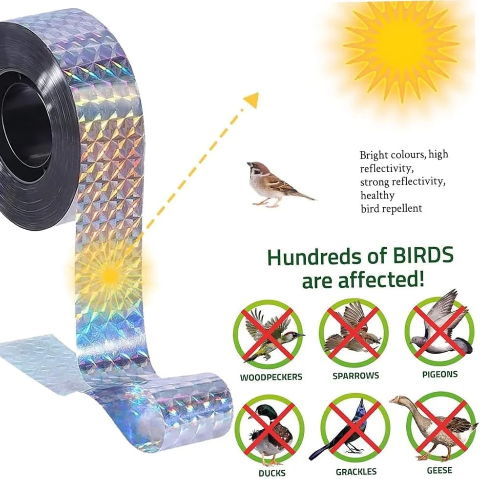 نوار فلش بازتابنده دفع پرندگان، ابزار باغبانی، 80 متر، نوار دو طرفه برای خانه، باغ، حیاط، باغ میوه، پاسیو و فضای باز نوار فلش بازتابنده دفع پرندگان، ابزار باغبانی، 80 متر، نوار دو طرفه برای خانه، باغ، حیاط، باغ میوه، پاسیو و فضای باز