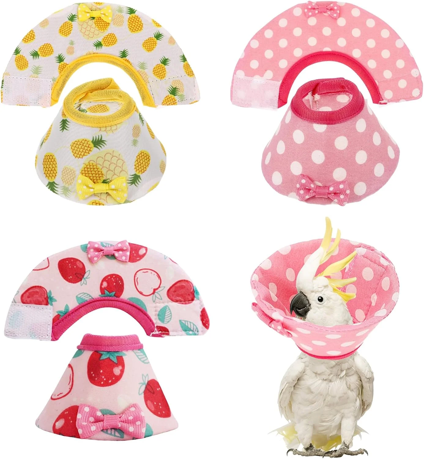 ست 3 عددی طوق گردنی قابل تنظیم برای بهبودی طوطی، محافظ گردن پرنده، مخروط پارچه ای نرم برای التیام زخم، طرح صورتی برای پرندگان سایز متوسط (ست مخلوط، M) ست 3 عددی طوق گردنی قابل تنظیم برای بهبودی طوطی، محافظ گردن پرنده، مخروط پارچه ای نرم برای التیام زخم، طرح صورتی برای پرندگان سایز متوسط (ست مخلوط، M)