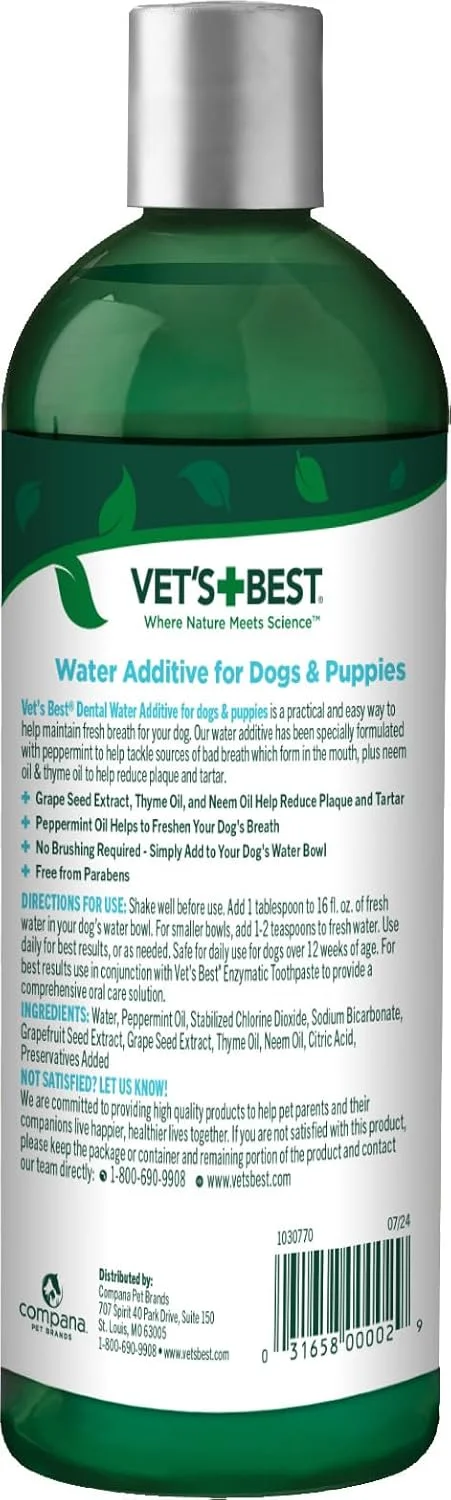 تازه کننده تنفس سگ و توله سگ | افزودنی آب | فرموله شده توسط دامپزشک | ۴۷۳ میلی لیتر