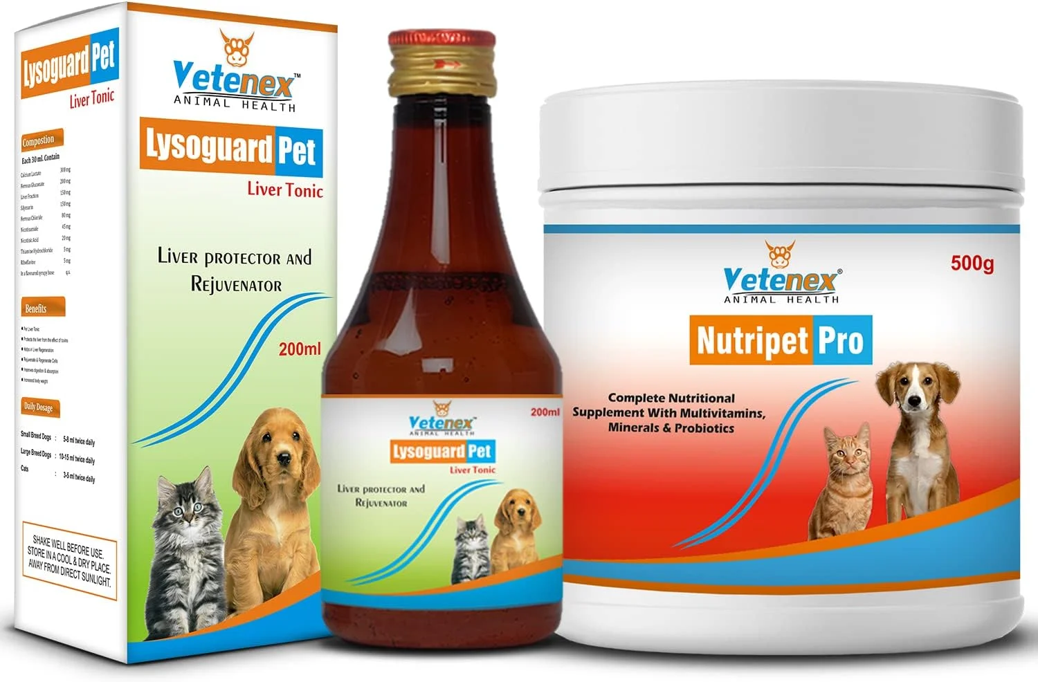 مکمل تقویت کننده کبد و افزایش رشد، تقویت سیستم ایمنی و افزایش وزن برای سگ ها، توله سگ ها و گربه ها - بسته 2 عددی