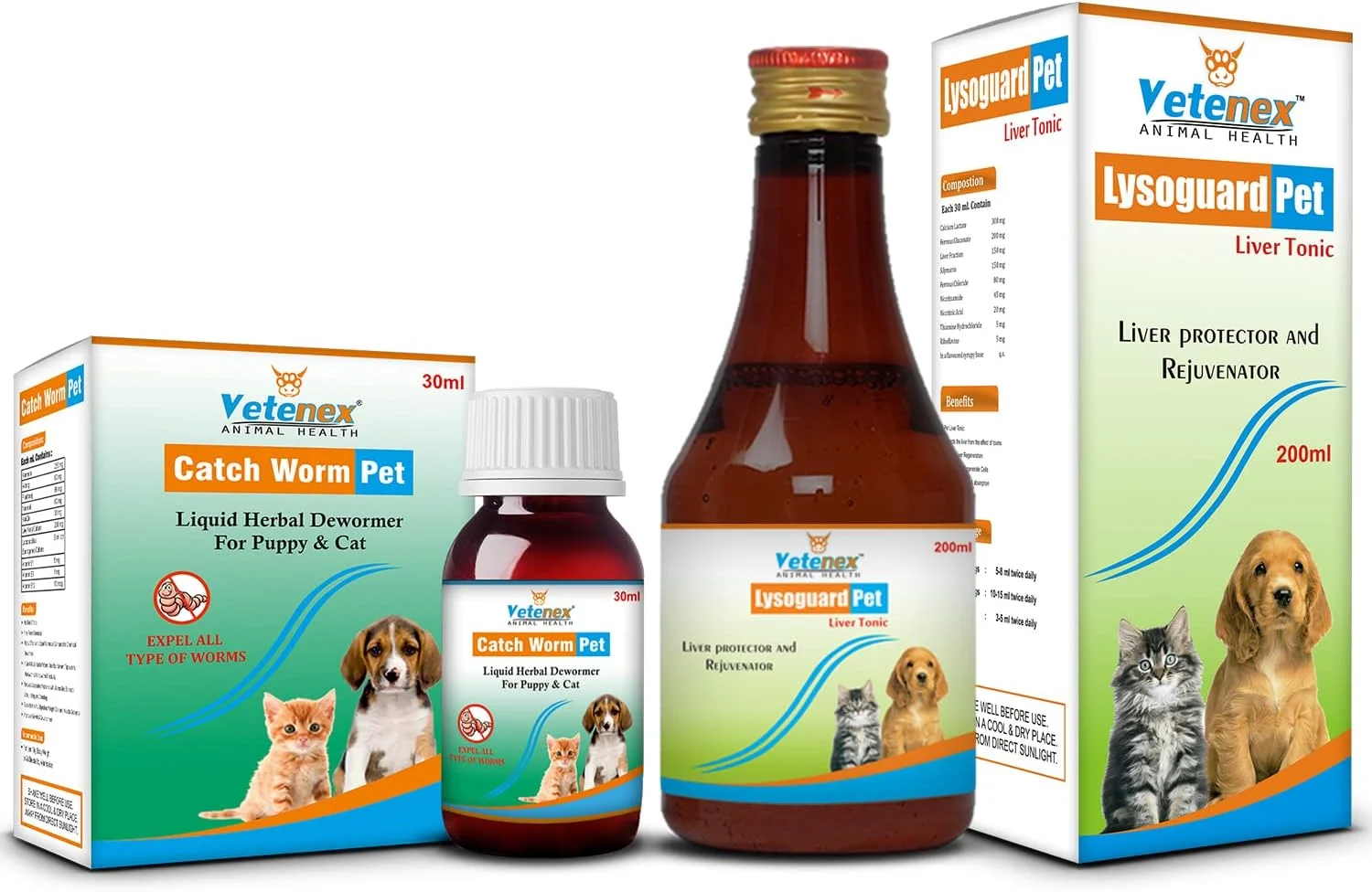 مکمل گیاهی ضد انگل و تقویت کننده کبد، افزایش دهنده اشتها برای توله سگ و گربه - بسته 2 عددی