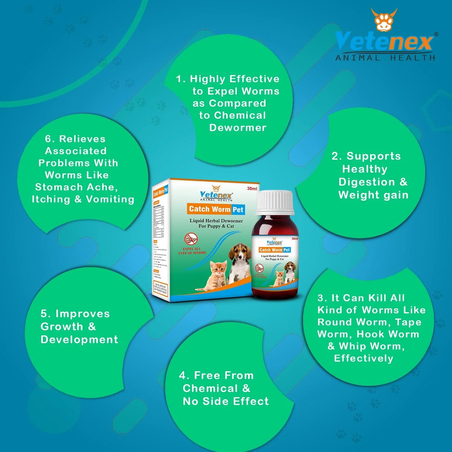 مکمل گیاهی ضد انگل و تقویت کننده کبد، افزایش دهنده اشتها برای توله سگ و گربه - بسته 2 عددی