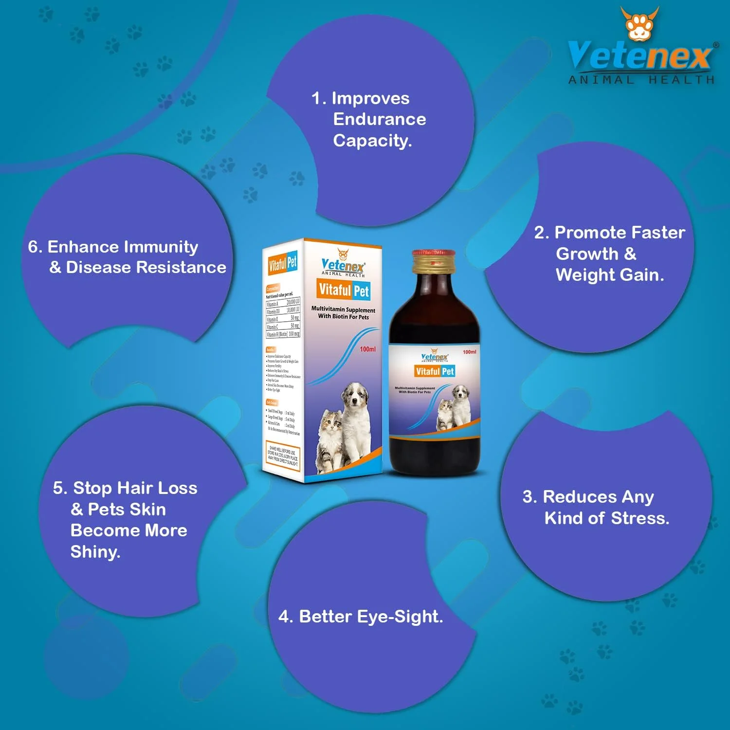 شربت مکمل گیاهی ضد انگل و مولتی ویتامین به همراه بیوتین برای توله سگ و گربه - بسته 2 عددی