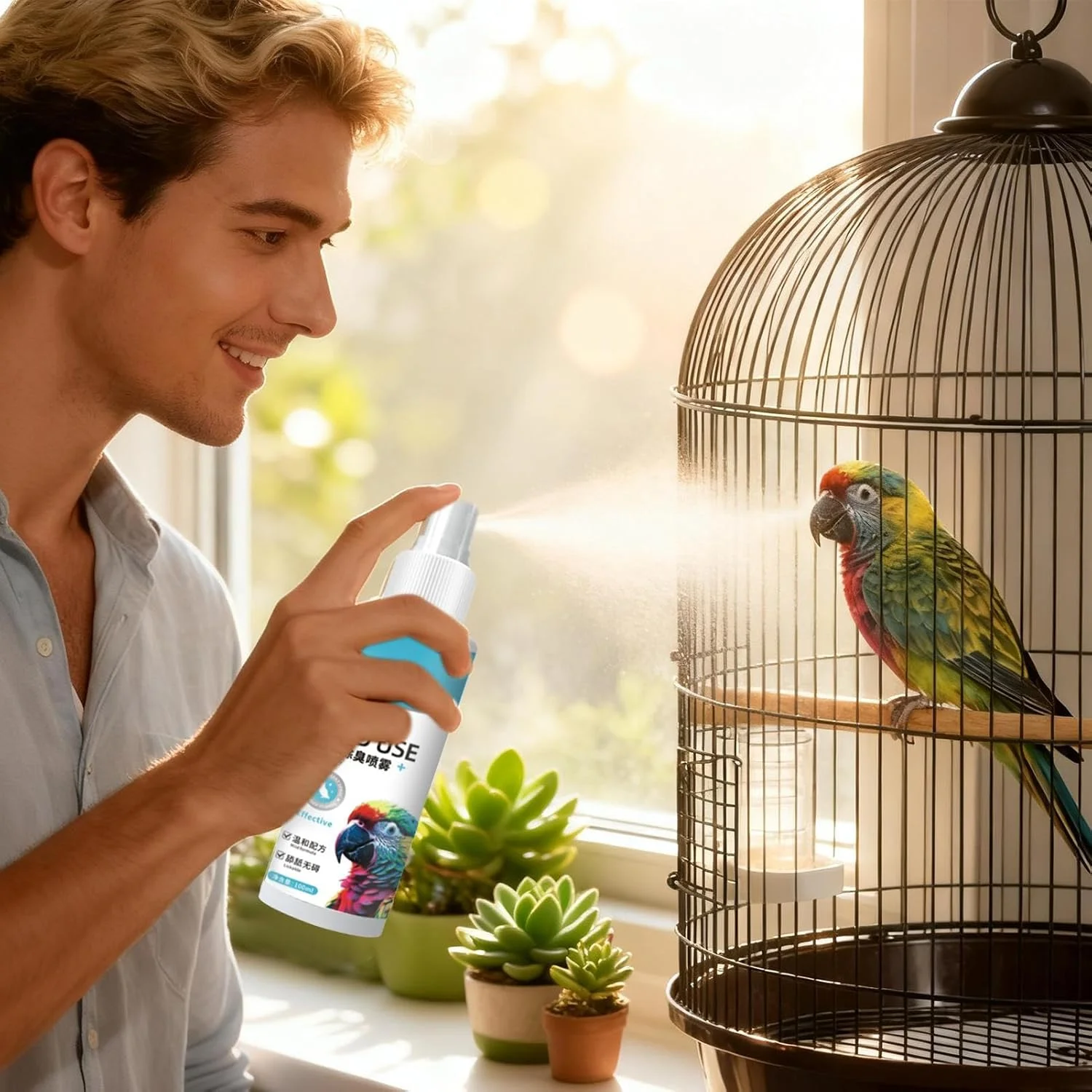 اسپری تمیز کننده مدفوع پرنده، 100 میلی لیتر، اسپری خوشبو کننده و کنترل کننده بو، تمیز کننده قفس پرنده - برای قفس، ظروف، حمام پرنده و نشیمنگاه