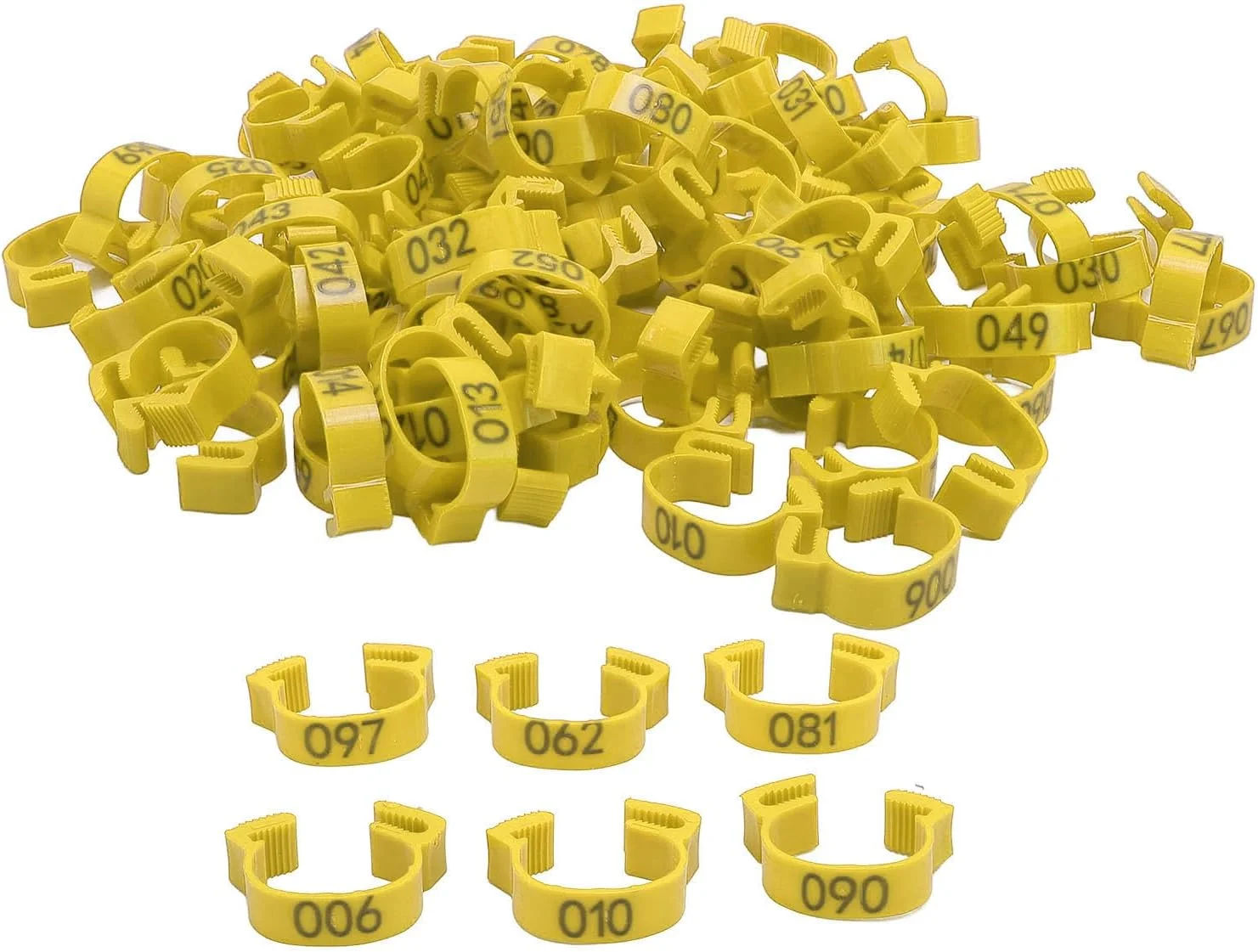 حلقه پای مرغ، 100 عدد حلقه شناسایی پلاستیکی برای پای مرغ، 20 میلیمتری شمارهگذاری شده 001 تا 100 برای اردک، جوجه، غاز، مرغ جنگی، بوقلمون (زرد) حلقه پای مرغ، 100 عدد حلقه شناسایی پلاستیکی برای پای مرغ، 20 میلیمتری شمارهگذاری شده 001 تا 100 برای اردک، جوجه، غاز، مرغ جنگی، بوقلمون (زرد)