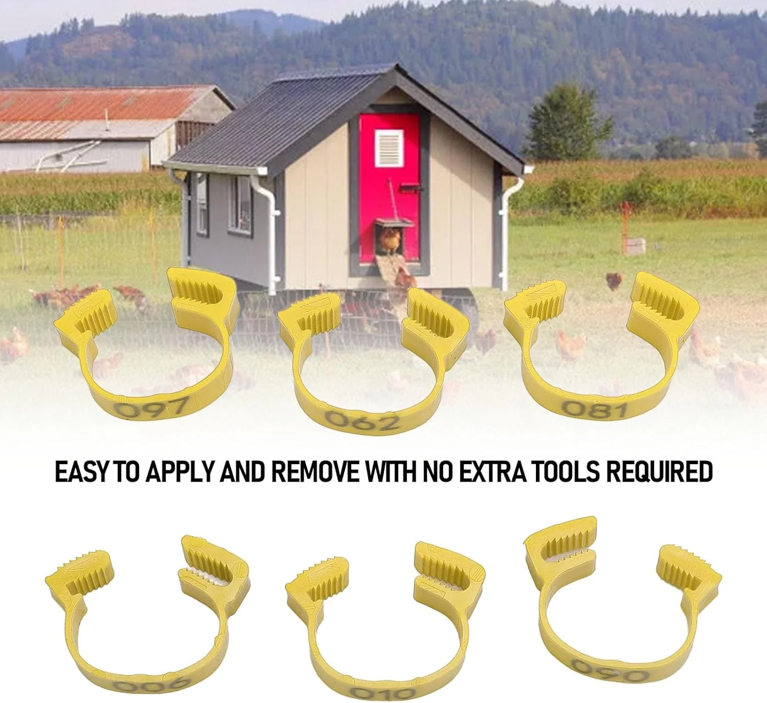 حلقه پای مرغ، 100 عدد حلقه شناسایی پلاستیکی برای پای مرغ، 20 میلیمتری شمارهگذاری شده 001 تا 100 برای اردک، جوجه، غاز، مرغ جنگی، بوقلمون (زرد) حلقه پای مرغ، 100 عدد حلقه شناسایی پلاستیکی برای پای مرغ، 20 میلیمتری شمارهگذاری شده 001 تا 100 برای اردک، جوجه، غاز، مرغ جنگی، بوقلمون (زرد)