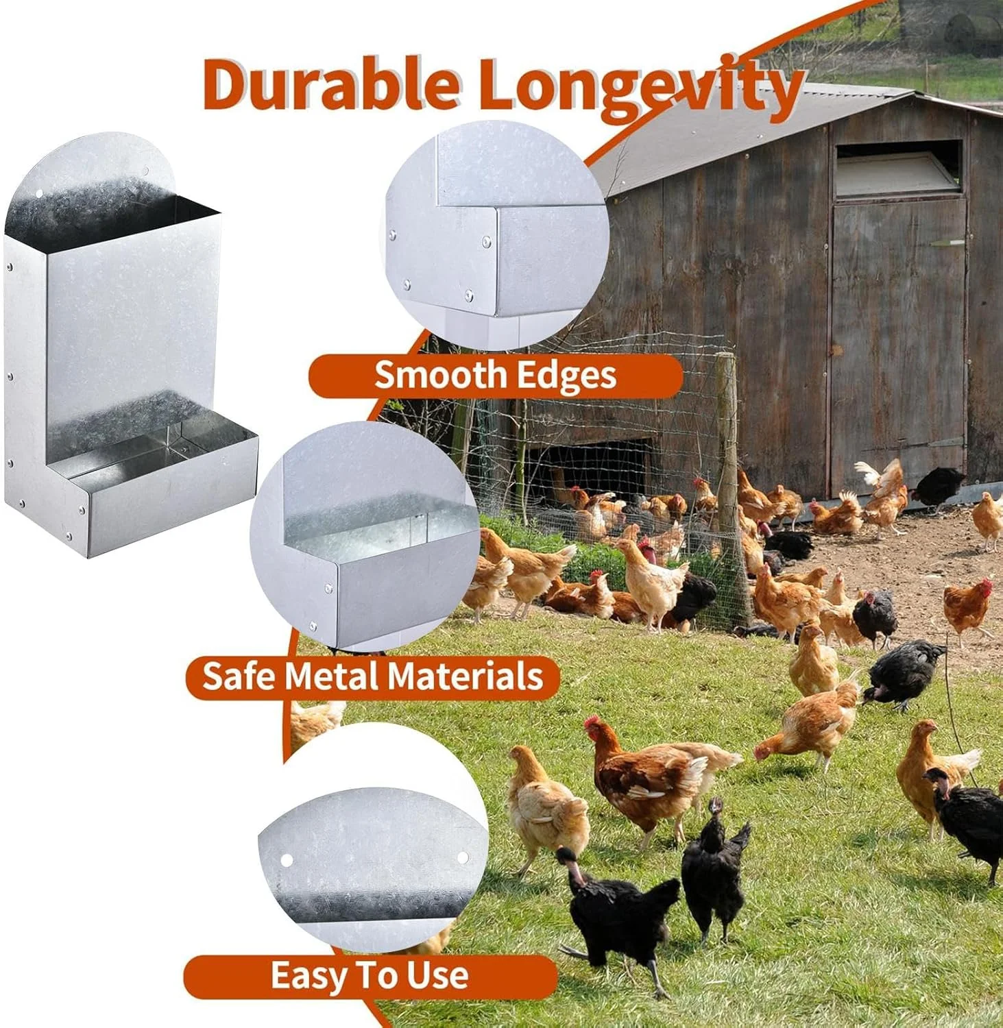 ظرف خوراک صدف مرغ - ظرف خوراک چند منظوره، فلزی، اتوماتیک، قابل حمل، لوازم جانبی بزرگ برای مرغداری، مناسب برای تغذیه اردک و جوجه در فضای باز ظرف خوراک صدف مرغ - ظرف خوراک چند منظوره، فلزی، اتوماتیک، قابل حمل، لوازم جانبی بزرگ برای مرغداری، مناسب برای تغذیه اردک و جوجه در فضای باز