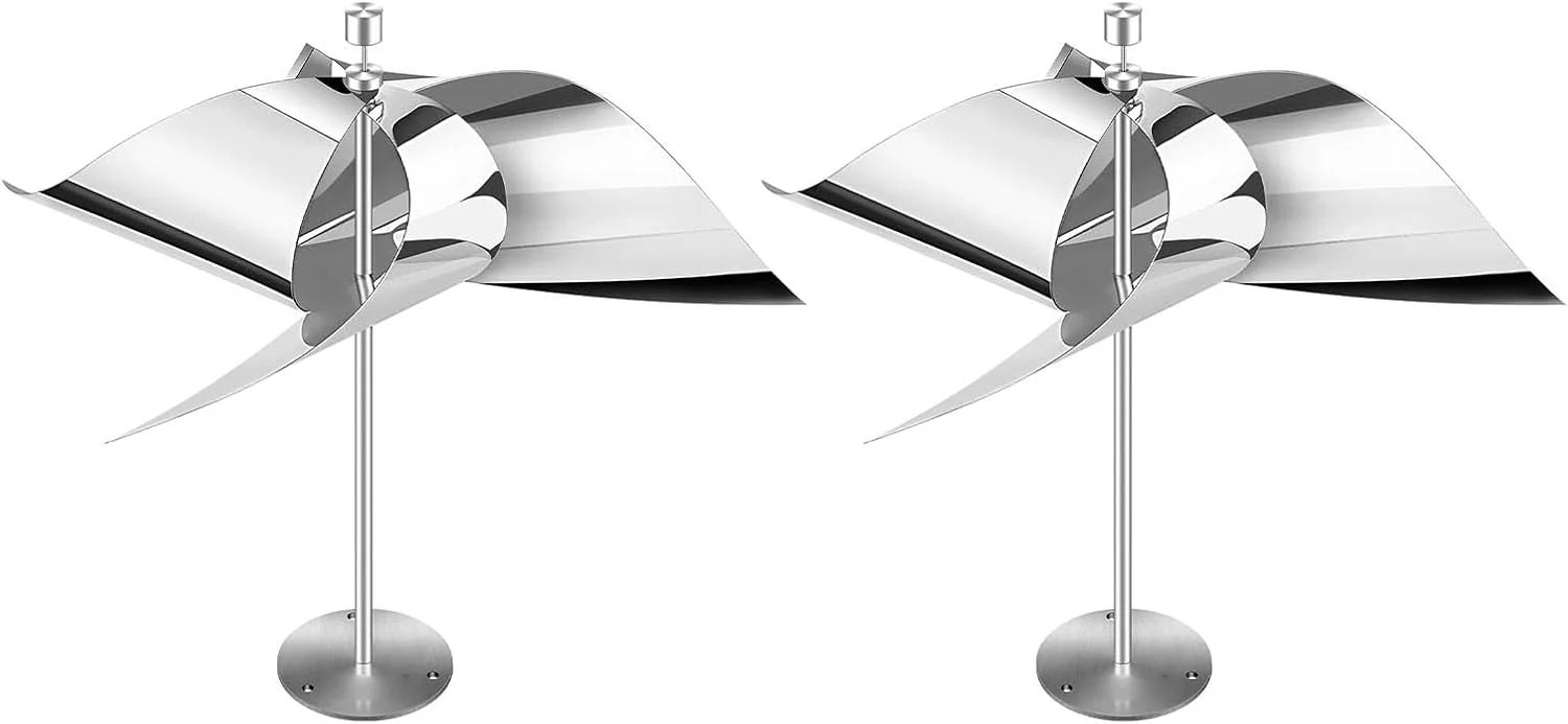 دور کننده پرنده CHICIRIS، 2 عدد دستگاه ترسناک بادی بازتابنده، فولاد ضد زنگ چند منظوره بازتابنده چرخان دور کننده پرنده برای فضای باز دور کننده پرنده CHICIRIS، 2 عدد دستگاه ترسناک بادی بازتابنده، فولاد ضد زنگ چند منظوره بازتابنده چرخان دور کننده پرنده برای فضای باز