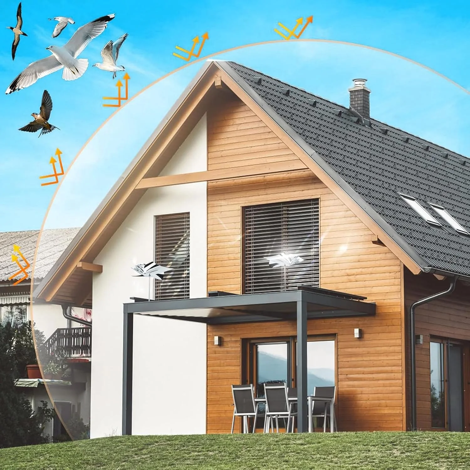 دور کننده پرنده CHICIRIS، 2 عدد دستگاه ترسناک بادی بازتابنده، فولاد ضد زنگ چند منظوره بازتابنده چرخان دور کننده پرنده برای فضای باز دور کننده پرنده CHICIRIS، 2 عدد دستگاه ترسناک بادی بازتابنده، فولاد ضد زنگ چند منظوره بازتابنده چرخان دور کننده پرنده برای فضای باز