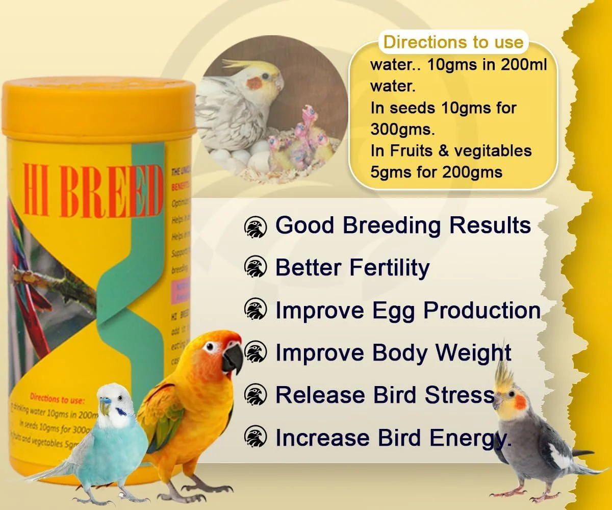 مکمل های غذایی پرندگان خانگی با فرمول منحصر به فرد برای پرورش پرندگان خانگی - 100 گرم/نتایج خوب پرورش، باروری بهتر. مکمل های غذایی پرندگان خانگی با فرمول منحصر به فرد برای پرورش پرندگان خانگی - 100 گرم/نتایج خوب پرورش، باروری بهتر.