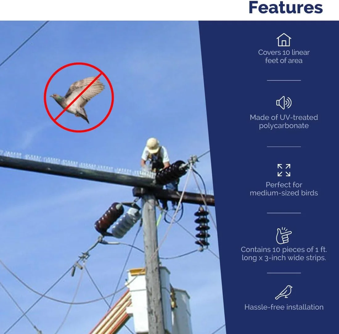 کیت میخ های ضد پرنده پلی کربنات پلاستیکی Bird-X Sp-10-Nr به همراه چسب، پوشش 3 متری کیت میخ های ضد پرنده پلی کربنات پلاستیکی Bird-X Sp-10-Nr به همراه چسب، پوشش 3 متری