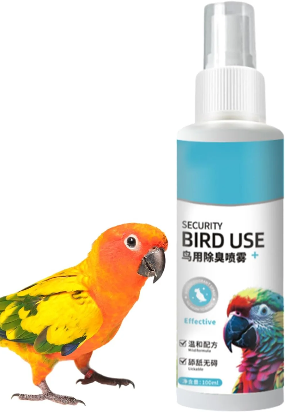 محلول از بین برنده بوی نامطبوع پرندگان - اسپری خوشبو کننده قوی 100 میلی لیتری، از بین برنده فضولات پرندگان - برای اسباب بازی های قفسی، آبخوری پرندگان، نشیمنگاه و جعبه