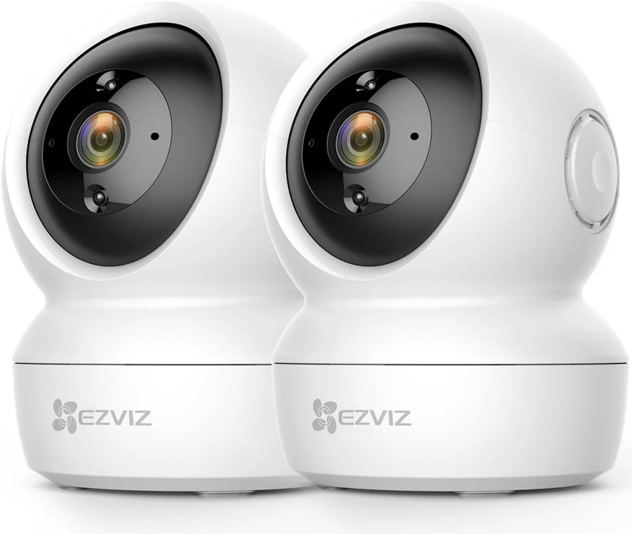 دوربین چرخشی هوشمند وای فای Ezviz C6N، رزولوشن 1080p، پوشش بصری 360 درجه با چرخش موتورایز، حالت خواب برای محافظت از حریم خصوصی، تشخیص حرکت، مکالمه دو طرفه، بسته 2 عددی، سفید | C6N2PACK