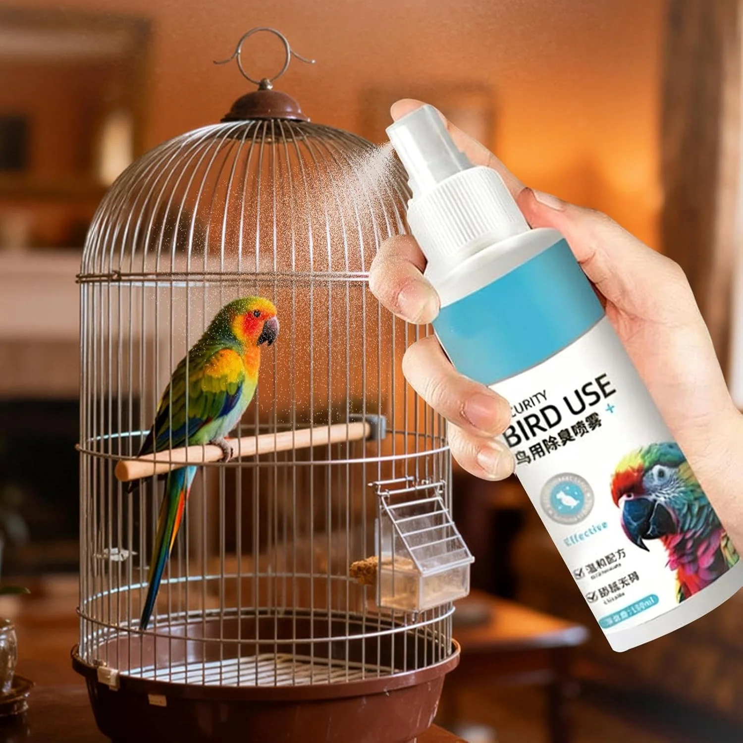 اسپری تمیز کننده قفس پرنده - اسپری خوشبو کننده و کنترل کننده بو 100 میلی لیتری | از بین برنده بوی نامطبوع قفس، مناسب برای اسباب بازی ها، حمام پرندگان، میله نشیمن و باکس اسپری تمیز کننده قفس پرنده - اسپری خوشبو کننده و کنترل کننده بو 100 میلی لیتری | از بین برنده بوی نامطبوع قفس، مناسب برای اسباب بازی ها، حمام پرندگان، میله نشیمن و باکس