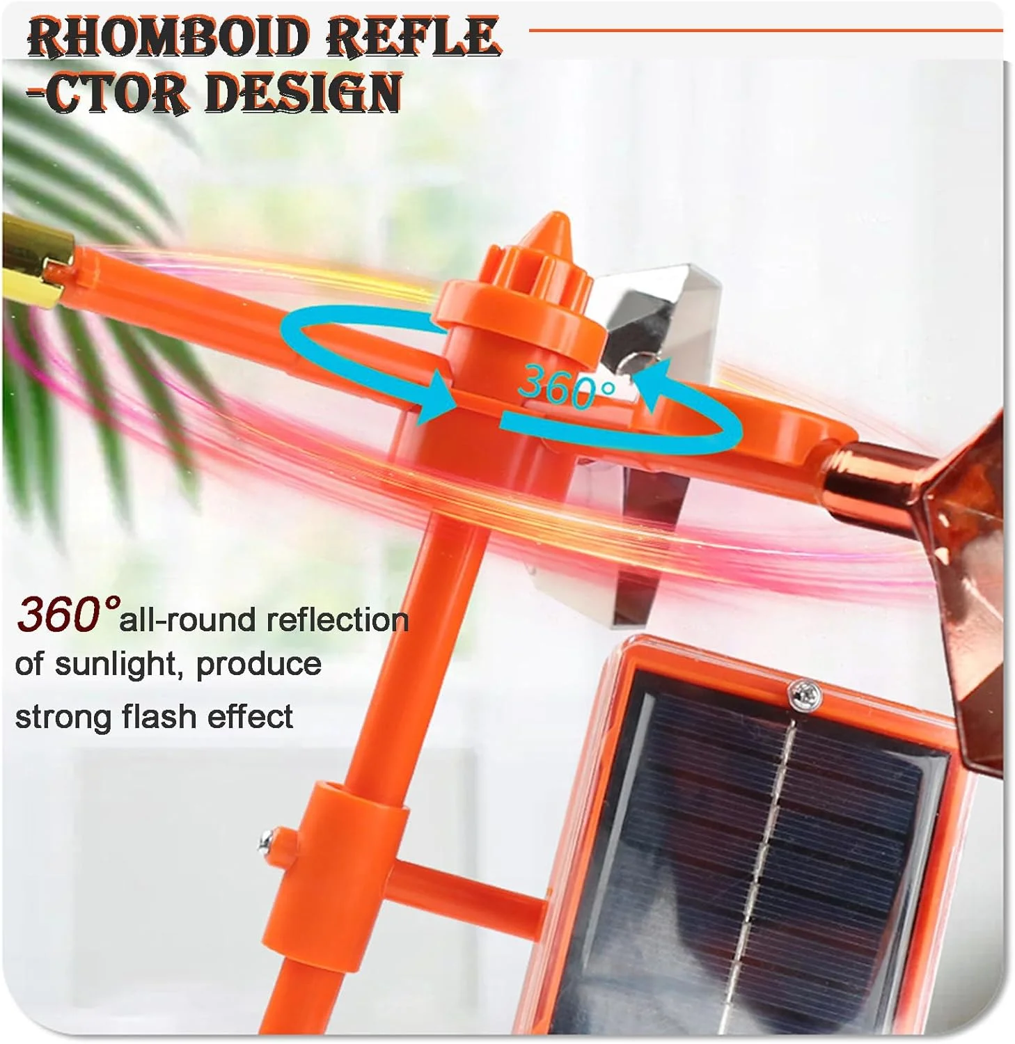 دور کننده پرندگان چرخشی 360 درجه - دور کننده بصری پرندگان با انرژی خورشیدی و بازتابنده های چند ضلعی لوزی شکل برای کنترل پرندگان در فضای باز، دستگاه بی ضرر برای دور نگه داشتن پرندگان از باغ ها و مزارع دور کننده پرندگان چرخشی 360 درجه - دور کننده بصری پرندگان با انرژی خورشیدی و بازتابنده های چند ضلعی لوزی شکل برای کنترل پرندگان در فضای باز، دستگاه بی ضرر برای دور نگه داشتن پرندگان از باغ ها و مزارع