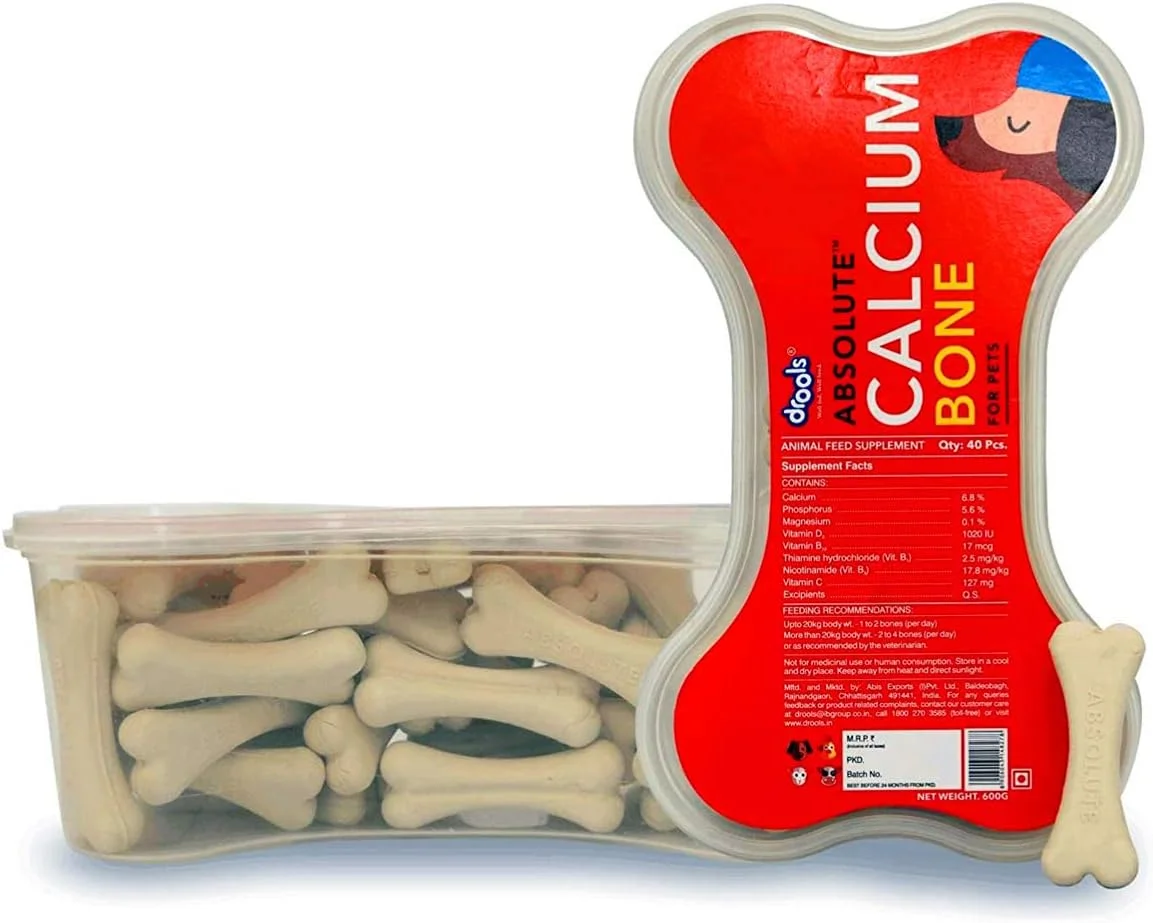 مجموعه مکمل سگ درولز شامل قرص ویتامین - 110 عدد و استخوان کلسیم - 40 عدد، 600 گرم