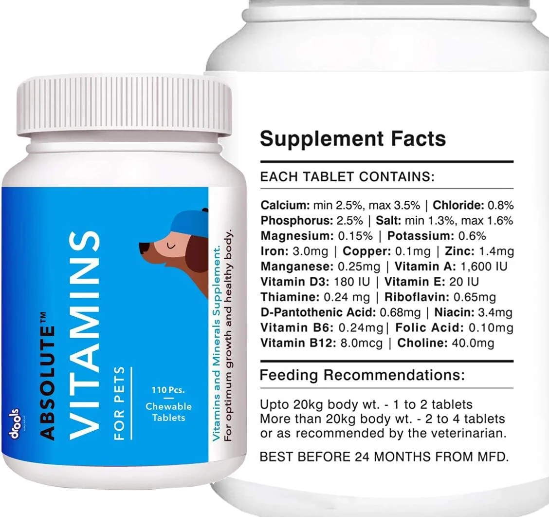 مجموعه مکمل سگ درولز شامل قرص ویتامین - 110 عدد و استخوان کلسیم - 40 عدد، 600 گرم
