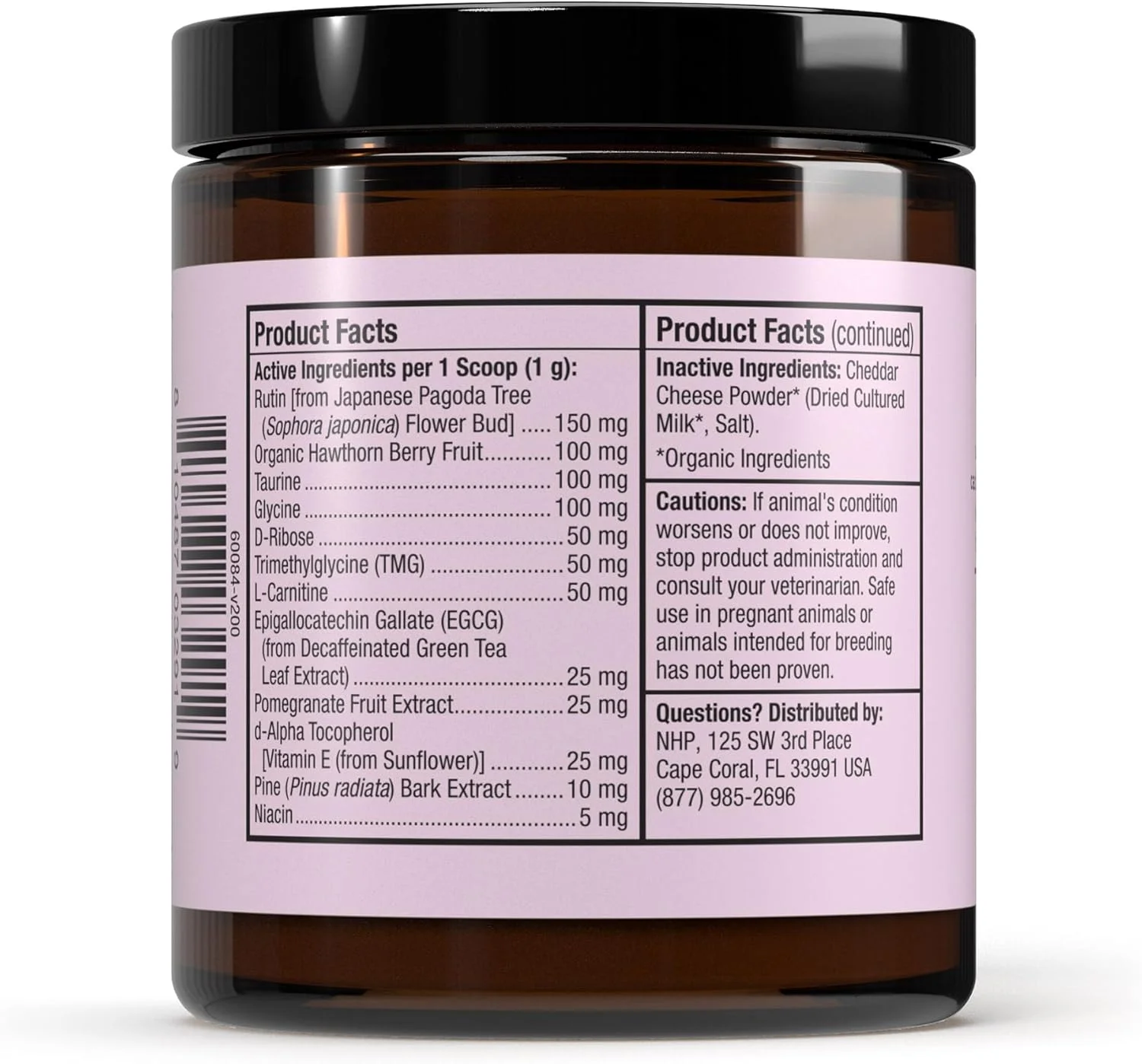 محصول سلامت قلب سگ و گربه Bark & Whiskers، 90 گرم، 90 پیمانه، طعم پنیر چدار، پشتیبانی از سلامت و عملکرد قلب و عروق، فرموله شده توسط دامپزشک، غیر GMO، دکتر مرcola