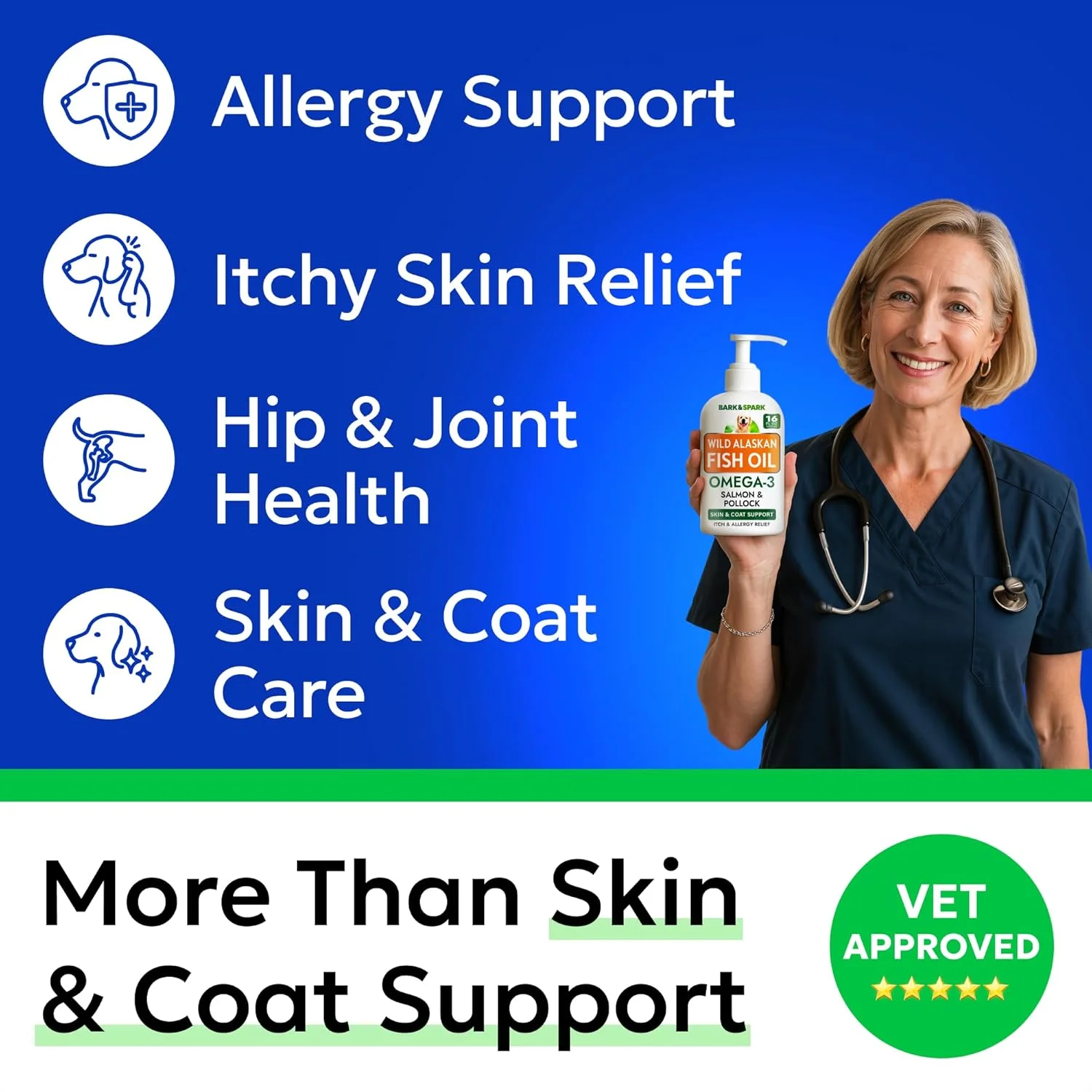 روغن ماهی امگا 3 سگ و گربه - حاوی روغن ماهی سالمون آلاسکا، مکمل مایع روغن ماهی برای حیوانات خانگی، اسیدهای چرب EPA+DHA، پشتیبانی از پوست و مو - تسکین خارش و آلرژی، مفاصل، سیستم ایمنی و سلامت قلب