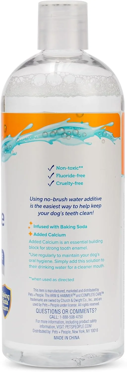 محلول افزودنی آب دهان و دندان سگ آرم اند همر، 473 میلی لیتر - خوشبو کننده دهان بدون طعم، شستشو دهنده برای بوی بد دهان، مراقبت از دندان حیوانات خانگی