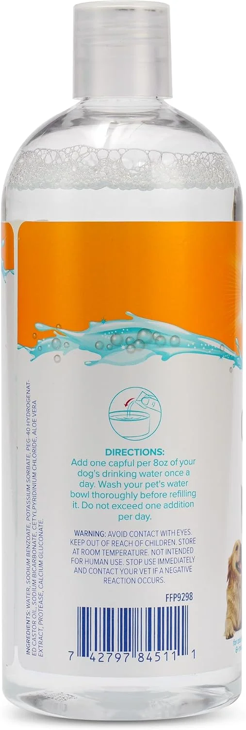 محلول افزودنی آب دهان و دندان سگ آرم اند همر، 473 میلی لیتر - خوشبو کننده دهان بدون طعم، شستشو دهنده برای بوی بد دهان، مراقبت از دندان حیوانات خانگی