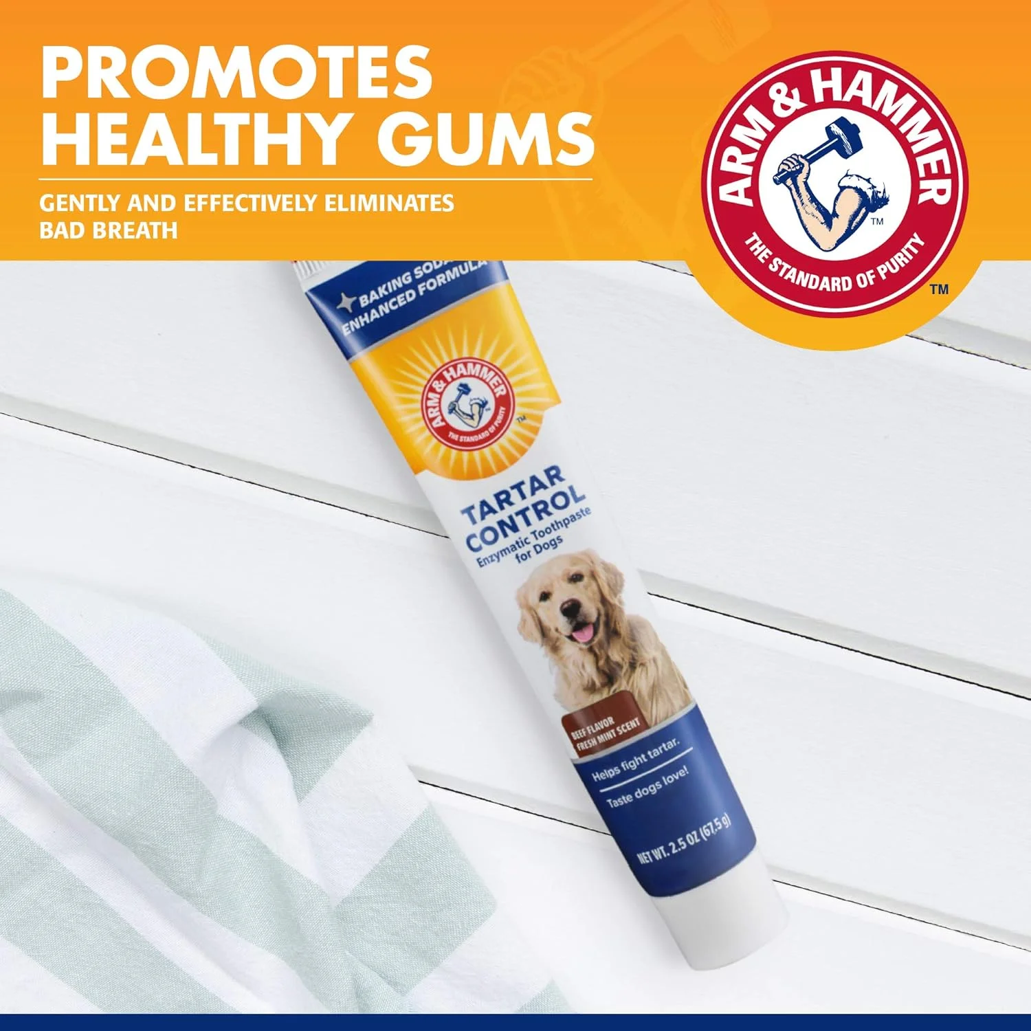 خمیر دندان آنزیمی کنترل جرم سگ آرم اند همر | کاهش تجمع پلاک و جرم | مناسب برای توله سگ ها | طعم گوشت گاو، 70 گرم - بسته 72 عددی خمیر دندان آنزیمی کنترل جرم سگ آرم اند همر | کاهش تجمع پلاک و جرم | مناسب برای توله سگ ها | طعم گوشت گاو، 70 گرم - بسته 72 عددی