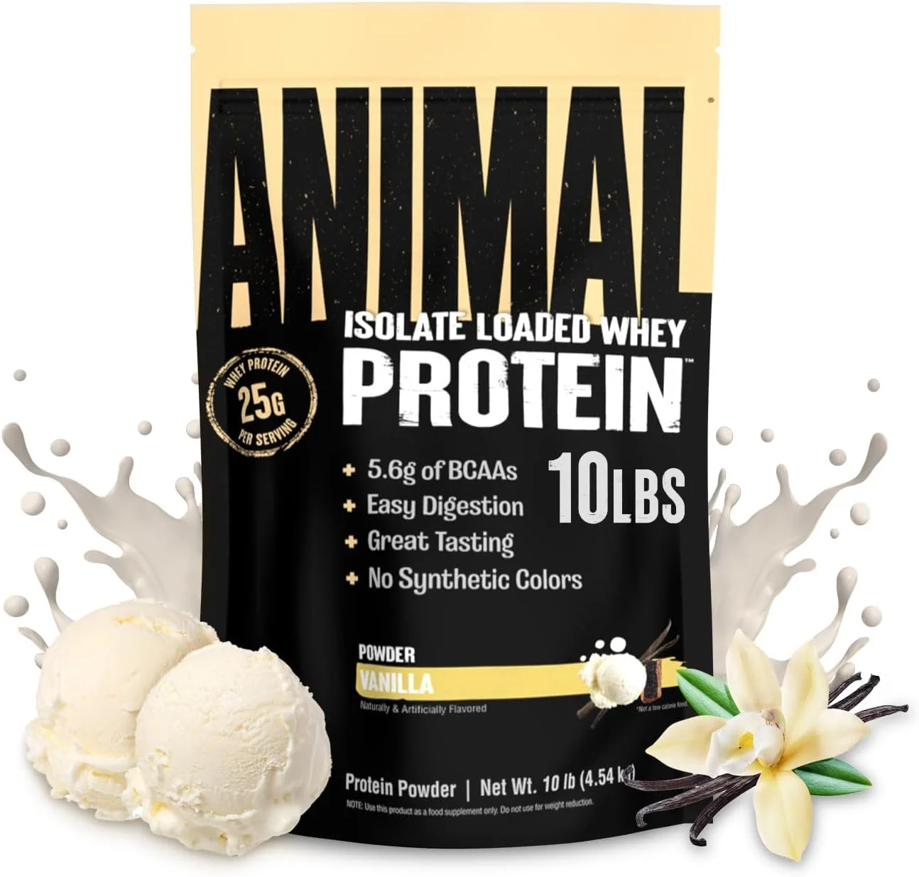 پودر پروتئین وی ایزوله Animal Whey – ایزوله برای بعد از تمرین و ریکاوری – کم شکر با پروتئین وی ایزوله با قابلیت هضم بالا - وانیلی - 4.5 کیلوگرم