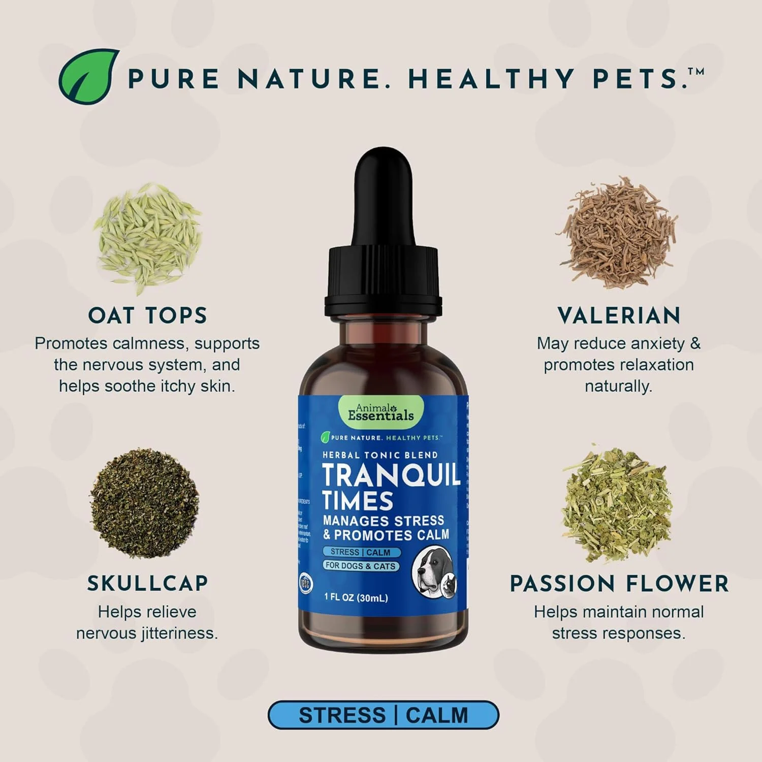مایع مخلوط آرامش بخش Animal Essentials Inc برای سگ ها و گربه ها، 2 اونس