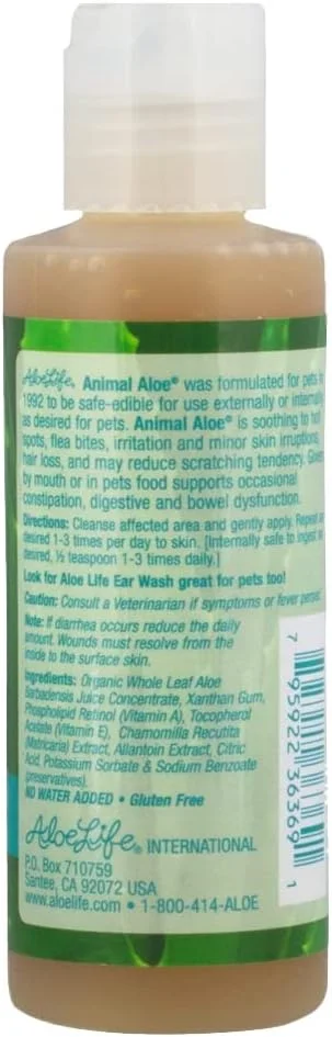 آلوئه لایف - آلوئه حیوانی، ژل کمک کننده به هضم و درمان پوست، مناسب حیوانات خانگی، کمک به تسکین نقاط داغ، گزش کک و تحریکات پوستی، پشتیبانی از سلامت گوارش و سلامت کلی حیوان خانگی شما، بدون عطر (118 میلی لیتر)