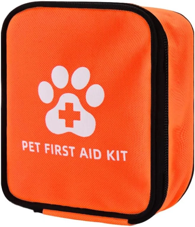 کیف کمک های اولیه قابل حمل حیوانات خانگی ShiQiao Spl، کیف پزشکی اورژانسی برای سگ ها و گربه ها، کیف سازمان دهنده دارو برای صاحبان حیوانات خانگی، کیف مراقبت از سگ و گربه در سفر و فضای باز با زیپ، نارنجی، 13*15*5 سانتی متر