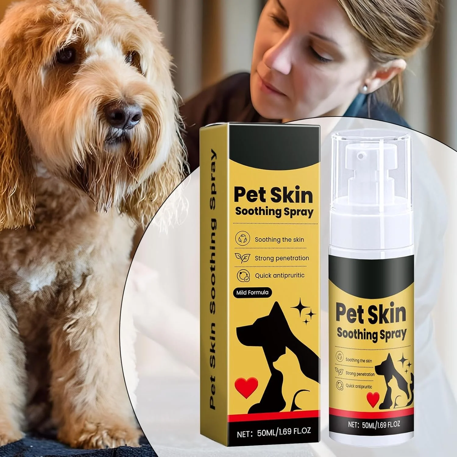 اسپری مراقبت از پوست سگ | اسپری مراقبت از توله سگ، محافظت کننده، تسکین دهنده، ملایم، مناسب پوست های خارش دار برای توله سگ، بچه گربه، گربه، نظافت روزانه حیوانات خانگی