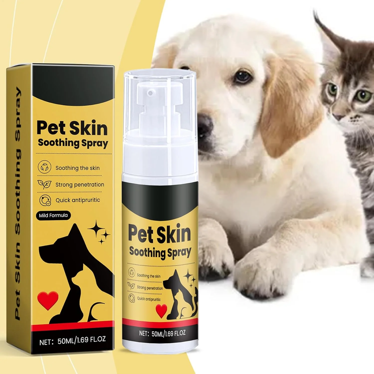 اسپری برای پوست خارش دار سگ ها | اسپری ضد خارش بچه گربه | تسکین دهنده ملایم و قابل حمل برای حیوانات خانگی، گربه ها، توله سگ ها، مسافرت و فضای باز