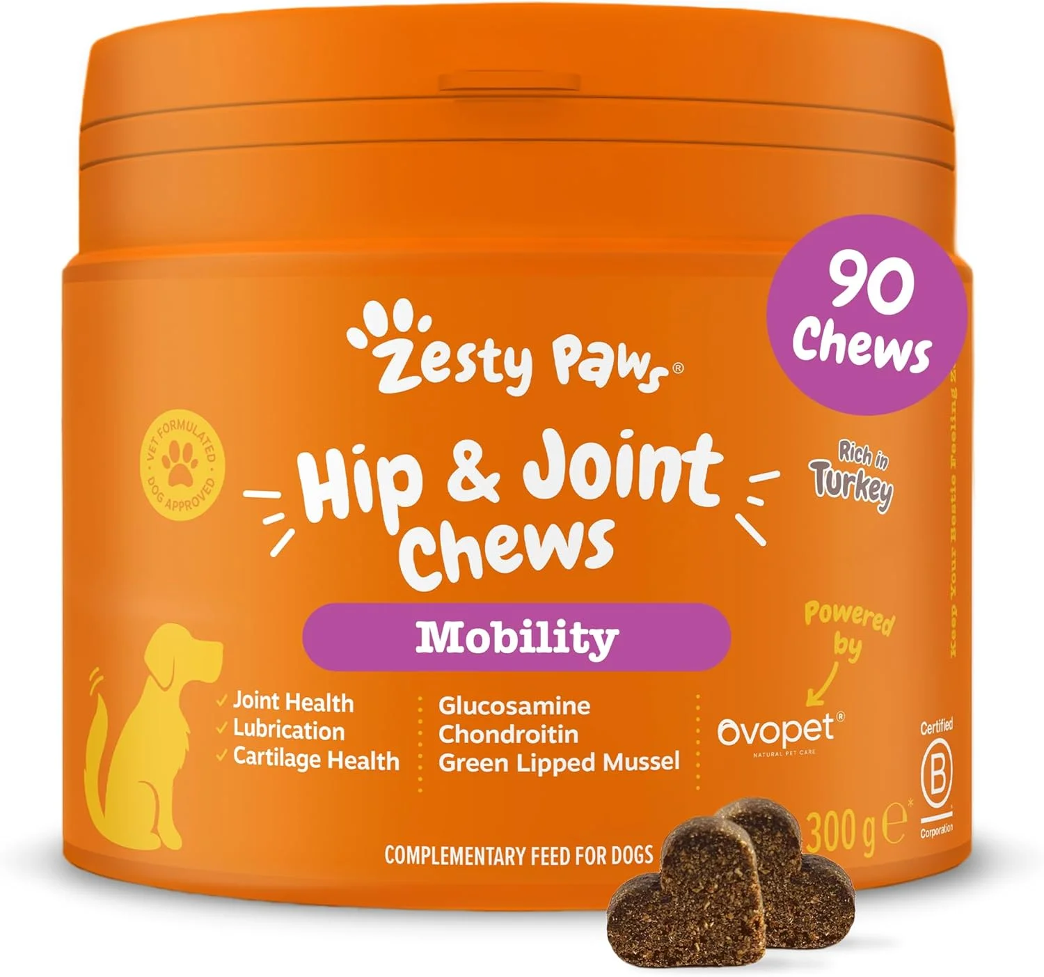 خوراک تشویقی مفصل و استخوان زستی پاوز با طعم بوقلمون، ۹۰ عددی