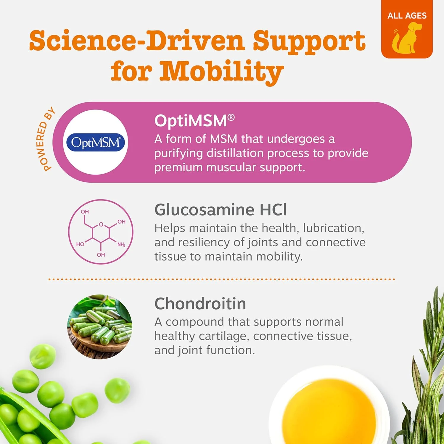 مکمل مفصل و لگن سگ زستی پاوز - گلوکوزامین با کندرویتین، MSM، ویتامین های C و E برای تسکین مفاصل سگ - لقمه های حرکتی با طعم اردک - 90 عدد